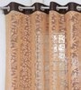 Brown Floral Polyester 5 Ft Sheer Eyelet Window Curtains (Set of 2)
