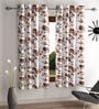 Brown Floral Polyester 5 Ft Semisheer Eyelet Window Curtains (Set of 2)