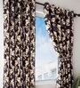Brown Floral Polyester 5 Ft Semisheer Eyelet Window Curtains (Set of 2)