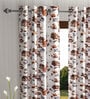 Brown Floral Polyester 5 Ft Semisheer Eyelet Window Curtains (Set of 2)