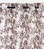 Brown Polyester Floral Light Filtering Eyelet 7 Feet Door Curtains (2 Pc)