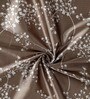Brown Polyester Floral Light Filtering Eyelet 7 Feet Door Curtains (2 Pc)
