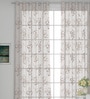 Brown Polyester Floral 7ft Sheer Eyelet 1 Pc Door Curtain