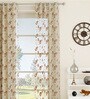 Brown Polyester Floral 7ft Sheer Eyelet 1 Pc Door Curtain