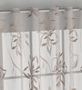 Brown Polyester Floral 7ft Sheer Eyelet 1 Pc Door Curtain