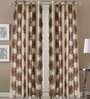 Brown Floral Polyester 7 Ft Blackout Eyelet Door Curtains (Set of 2)