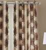 Brown Floral Polyester 7 Ft Blackout Eyelet Door Curtains (Set of 2)