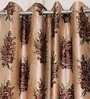 Brown Floral Polyester 7 Ft Blackout Eyelet Door Curtains (Set of 2)