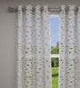 Brown Floral Polyester 7 Ft Sheer Eyelet Door Curtains (Set of 2)