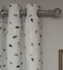 Brown Floral Polyester 7 Ft Sheer Eyelet Door Curtains (Set of 2)