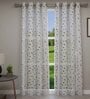 Brown Floral Polyester 7 Ft Sheer Eyelet Door Curtains (Set of 2)