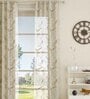 Brown Floral Polyester 7 Ft Sheer Eyelet Door Curtain