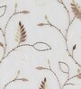 Brown Floral Polyester 7 Ft Sheer Eyelet Door Curtain