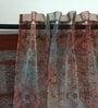 Brown Polyester Floral 7ft Sheer Fabric Loops Door Curtain