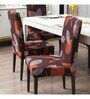 Brown Polyester Floral Stretchable Chair Cover (1Pc)