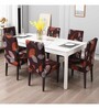 Brown Polyester Floral Stretchable Chair Cover (1Pc)