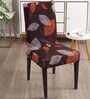 Brown Polyester Floral Stretchable Chair Cover (1Pc)