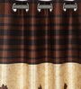 Brown Floral Polyester 7 Ft Semisheer Eyelet Door Curtains (Set of 2)
