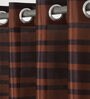 Brown Floral Polyester 7 Ft Semisheer Eyelet Door Curtains (Set of 2)