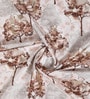 Brown Polyester Floral Light Filtering Eyelet 9 Feet Door Curtains (2 Pc)