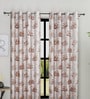 Brown Polyester Floral Light Filtering Eyelet 9 Feet Door Curtains (2 Pc)