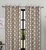 Brown Polyester Floral Light Filtering Eyelet 9 Feet Door Curtains (2 Pc)