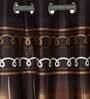 Brown Polyester Floral Curtain 7ft Semisheer Eyelet Door