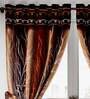 Brown Polyester Floral Curtain 7ft Semisheer Eyelet Door