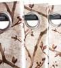Brown Floral Polyester 8 Ft Light Filtering Eyelet Door Curtain