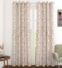 Brown Floral Polyester 8 Ft Light Filtering Eyelet Door Curtain