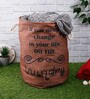 Brown Polyester Slub 50 Ltr (1Pc) Laundry Basket with Lid