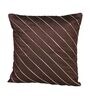 Brown Striped Polyester 16 x 16 Inches Cushion Covers (Set of 2)