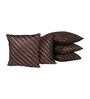 Brown Striped Polyester 16 x 16 Inches Cushion Covers (Set of 5)