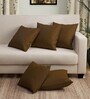 Brown Polyester Solid 16x16 inches Cushion Covers (Set of 5)