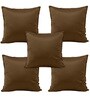 Brown Polyester Solid 16x16 inches Cushion Covers (Set of 5)