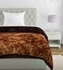Brown Polyester Solid 350 GSM Single Bed Quilt