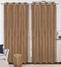Brown Polyester Solid 7 ft Light Filtering Eyelet (Set of 2) Door Curtains