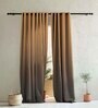 Brown Polyester Solid 7Ft Light Filtering Eyelet Door Curtains (Pack of 2)