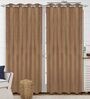 Brown Polyester Solid 9 ft Light Filtering Eyelet Door Curtain