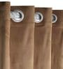 Brown Polyester Solid 9 ft Light Filtering Eyelet Door Curtain