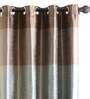 Brown Polyester Striped 9 Ft Blackout Eyelet 2 Curtains