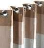Brown Polyester Striped 9 Ft Blackout Eyelet 2 Curtains
