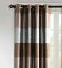 Brown Polyester Striped 9 Ft Blackout Eyelet 2 Curtains