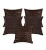 Brown Textured Polyester 16 x 16 Inches Cushion Covers (Set of 5)