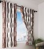 Brown Traditional Polyester 5 Ft Semisheer Eyelet Window Curtains (Set of 2)