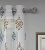 Brown Traditional Polyester 7 Ft Sheer Eyelet Door Curtains (Set of 2)
