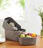 Brown Polypropelyene Braided Tri Color Storage Basket