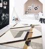 Brown Polypropylene Abstract 5 x 3 Feet Machine Made Bedside Runner