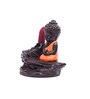Brown Meditating Monk Buddha Smoke Fountain with 10 Backflow Cone Decorative Incense Holder