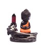 Brown Meditating Monk Buddha Smoke Fountain with 10 Backflow Cone Decorative Incense Holder